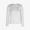 Comme Des Garçons Play Heart-embroidered Striped Cotton-jersey Top