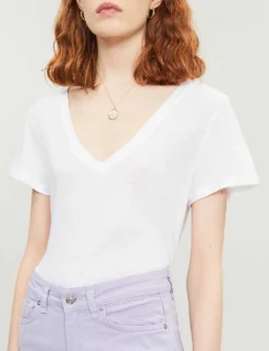 Paige Zaya V-neck Cotton And Modal-blend T-shirt -Reiss Shop 188 3002369 5008E881165 WHITE ALT03