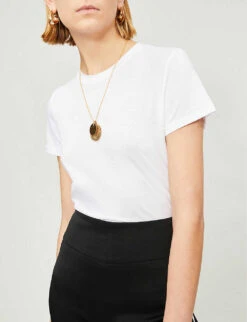 Vince Essential Round-neck Pima Cotton T-shirt -Reiss Shop 197 3004397 VR59183107 OPTICWHITE ALT03