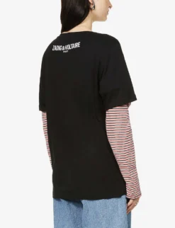 Zadig & Voltaire Bella Cotton-jersey T-shirt -Reiss Shop 669 10175 PWGTR1801F NOIR ALT03