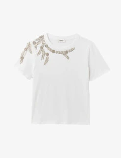 Sandro Rhinestone-embellished Cotton T-shirt