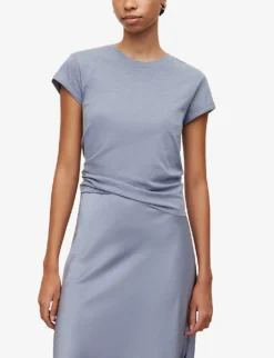 AllSaints Anna Crewneck Cotton T-shirt -Reiss Shop R00067685 STORMCLOUDGRE ALT02