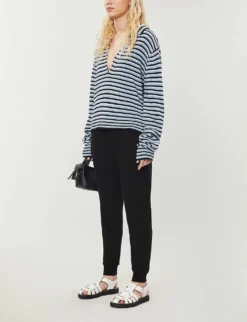 Whistles Mid-rise Stretch-jersey Jogging Bottoms -Reiss Shop R00108098 BLACK ALT01