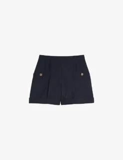 Sandro Siena High-waisted Wool-blend Shorts