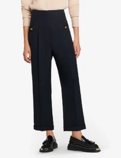 Sandro Sieny Wide-leg Wool-blend Trousers 9 Sandro Sieny Wide-leg Wool-blend Trousers -Reiss Shop R03631101 NAVYBLUE ALT04