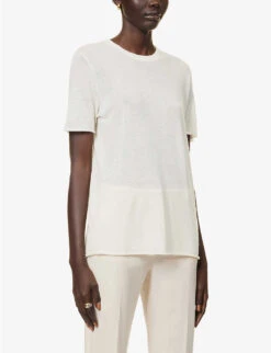 Joseph Round-neck Cashmere T-shirt -Reiss Shop R03658517 IVORY ALT02