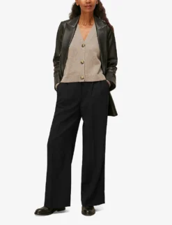 Whistles Fionn Mid-rise Wide-leg Stretch Wool-blend Trousers -Reiss Shop R03678722 BLACK ALT01