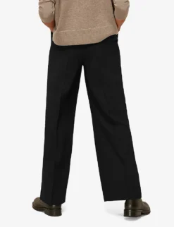 Whistles Fionn Mid-rise Wide-leg Stretch Wool-blend Trousers -Reiss Shop R03678722 BLACK ALT02