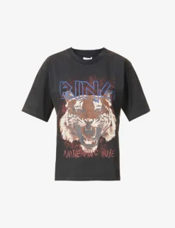 ANINE BING Tiger Graphic-print Cotton-jersey T-shirt