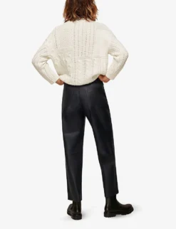 Whistles High-waisted Stretch Leather Trousers -Reiss Shop R03701720 BLACK ALT02