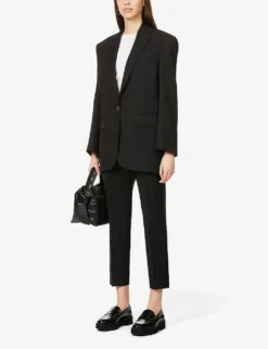 THEORY Treeca Cropped Slim-leg Mid-rise Stretch-wool Trousers -Reiss Shop R03725462 BLACK ALT01