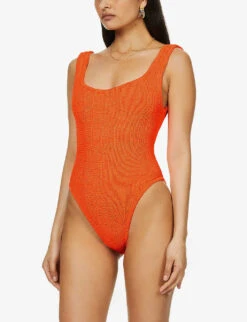 Square-neck Seersucker-weave Swimsuit 7 Square-neck Seersucker-weave Swimsuit -Reiss Shop R03733699 ORANGE ALT02