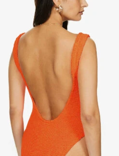 Square-neck Seersucker-weave Swimsuit 9 Square-neck Seersucker-weave Swimsuit -Reiss Shop R03733699 ORANGE ALT04