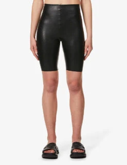 Commando Fitted High-rise Faux-leather Shorts -Reiss Shop R03742244 BLACK ALT02