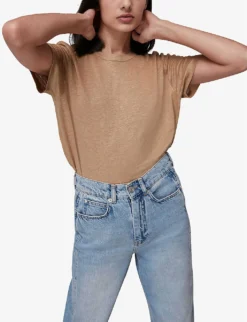 Whistles Ultimate Linen T-shirt -Reiss Shop R03747157 CREAM ALT04