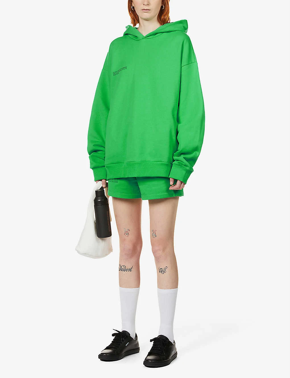 Text-print Mid-rise Recycled And Organic-cotton Shorts 2 Text-print Mid-rise Recycled And Organic-cotton Shorts - Image 2