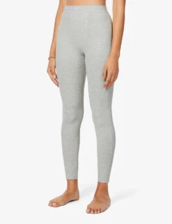 Ribbed High-rise Stretch-cotton Leggings 7 Ribbed High-rise Stretch-cotton Leggings -Reiss Shop R03766874 LIGHTHEATHERGREY ALT02