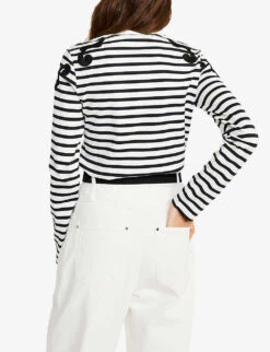 CLAUDIE PIERLOT Trocadero Striped Stretch-woven Top -Reiss Shop R03786968 NATURELS ALT03