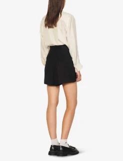 Sandro Hugo High-rise Woven Shorts 8 Sandro Hugo High-rise Woven Shorts -Reiss Shop R03787608 NOIRGRIS ALT02