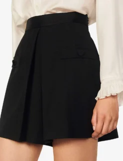 Sandro Hugo High-rise Woven Shorts 10 Sandro Hugo High-rise Woven Shorts -Reiss Shop R03787608 NOIRGRIS ALT04