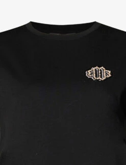 Maje Logo- Embroidered Cotton-jersey T-shirt 5 Maje Logo- Embroidered Cotton-jersey T-shirt -Reiss Shop R03802228 NOIRGRIS ALT02