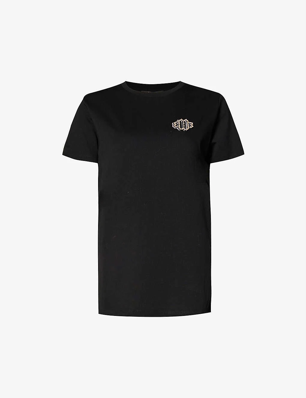 Maje Logo- Embroidered Cotton-jersey T-shirt 1 Maje Logo- Embroidered Cotton-jersey T-shirt