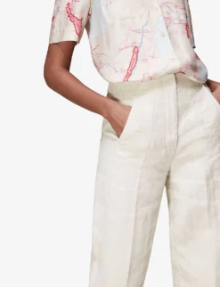 Whistles Barrel-leg Loose-fit Linen Trousers -Reiss Shop R03804862 ALT03