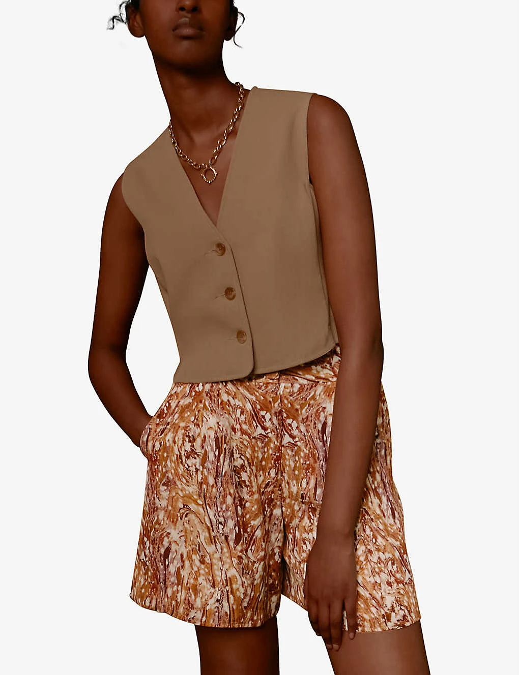 Whistles Marble-print Silk Shorts 4 Whistles Marble-print Silk Shorts - Image 4