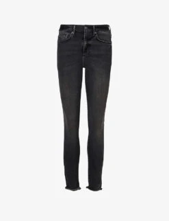 AllSaints Kenzie Frayed-hem Skinny High-rise Stretch-denim Jeans