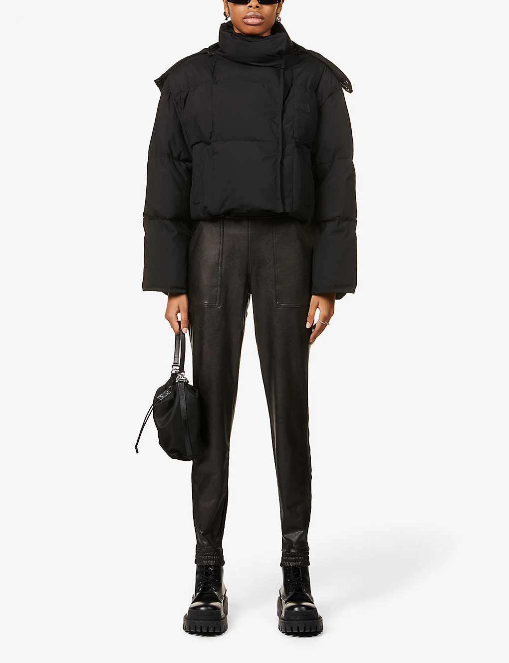 Spanx Leather Like Tapered-leg Mid-rise Stretch Faux-leather Jogging Bottoms 2 Spanx Leather Like Tapered-leg Mid-rise Stretch Faux-leather Jogging Bottoms - Image 2