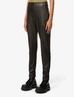 Spanx Leather Like Tapered-leg Mid-rise Stretch Faux-leather Jogging Bottoms 7 Spanx Leather Like Tapered-leg Mid-rise Stretch Faux-leather Jogging Bottoms -Reiss Shop R03838562 NOIRBLACK ALT02
