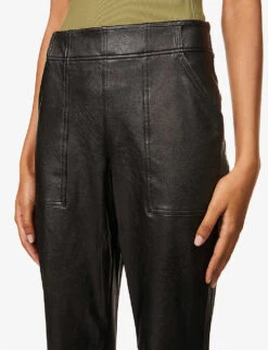 Spanx Leather Like Tapered-leg Mid-rise Stretch Faux-leather Jogging Bottoms 9 Spanx Leather Like Tapered-leg Mid-rise Stretch Faux-leather Jogging Bottoms -Reiss Shop R03838562 NOIRBLACK ALT04