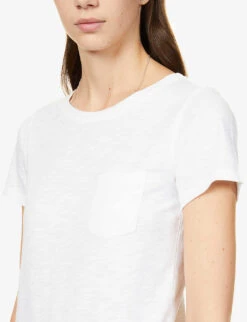 Round-neck Organic-cotton T-shirt -Reiss Shop R03842162 WHITE ALT04