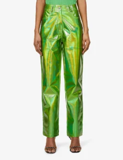 Lupe Metallic High-rise Straight-leg Faux-leather Trousers 7 Lupe Metallic High-rise Straight-leg Faux-leather Trousers -Reiss Shop R03842354 TURQUOISE ALT02