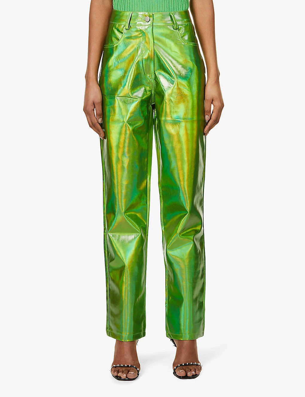 Lupe Metallic High-rise Straight-leg Faux-leather Trousers 3 Lupe Metallic High-rise Straight-leg Faux-leather Trousers - Image 3