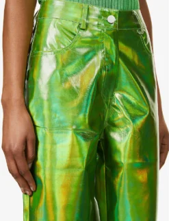 Lupe Metallic High-rise Straight-leg Faux-leather Trousers 9 Lupe Metallic High-rise Straight-leg Faux-leather Trousers -Reiss Shop R03842354 TURQUOISE ALT04