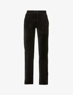 Juicy Couture Rhinestone-embellished Straight-leg Mid-rise Velour Jogging Bottoms