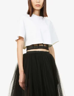 Alexander McQueen Mesh-detail Boned Cotton-jersey T-shirt 7 Alexander McQueen Mesh-detail Boned Cotton-jersey T-shirt -Reiss Shop R03851380 OPTICALWHITE ALT02