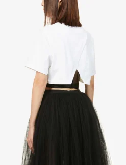 Alexander McQueen Mesh-detail Boned Cotton-jersey T-shirt 8 Alexander McQueen Mesh-detail Boned Cotton-jersey T-shirt -Reiss Shop R03851380 OPTICALWHITE ALT03