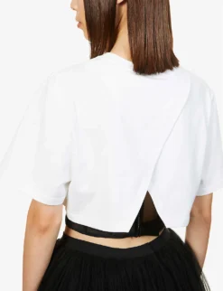 Alexander McQueen Mesh-detail Boned Cotton-jersey T-shirt 9 Alexander McQueen Mesh-detail Boned Cotton-jersey T-shirt -Reiss Shop R03851380 OPTICALWHITE ALT04