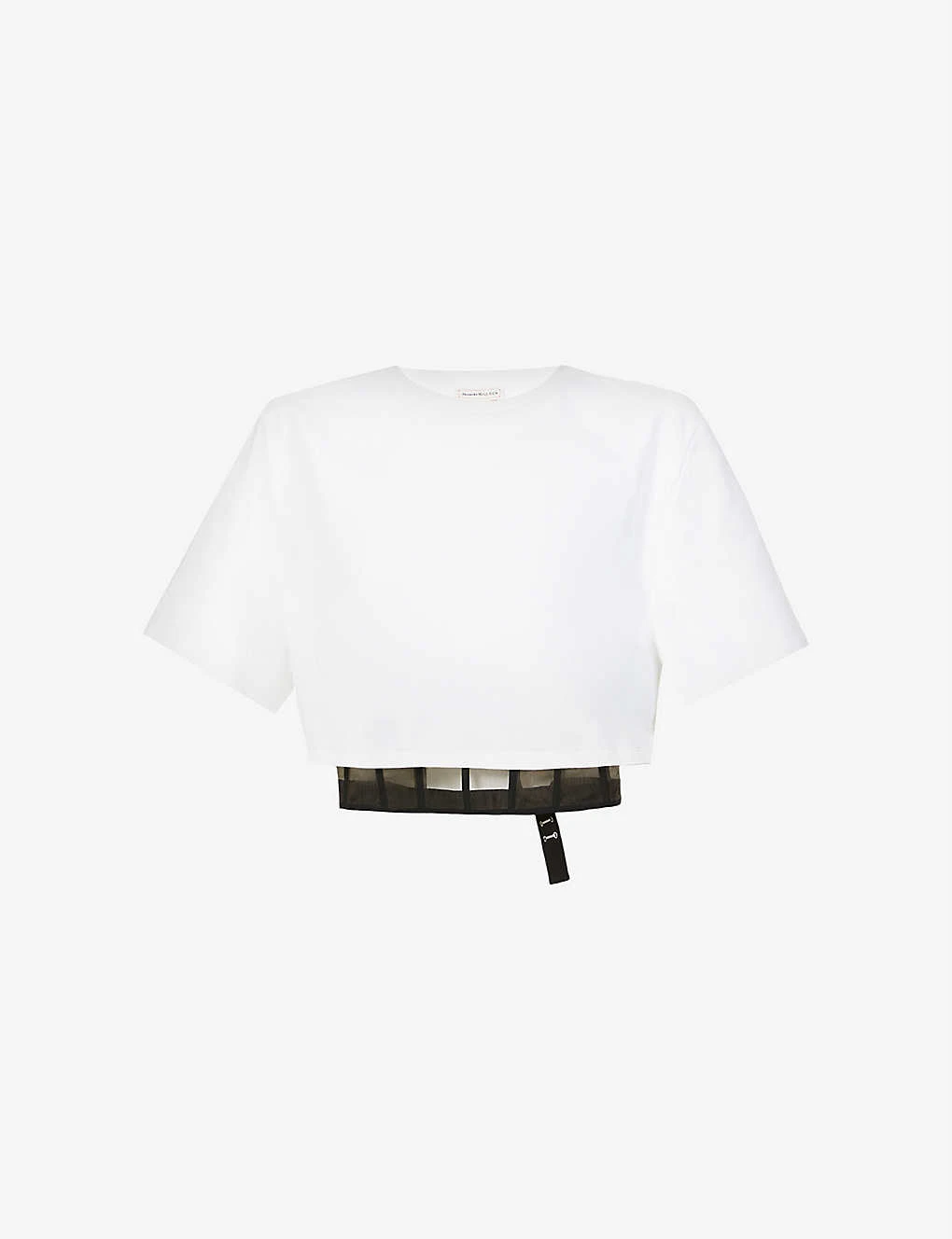 Alexander McQueen Mesh-detail Boned Cotton-jersey T-shirt 1 Alexander McQueen Mesh-detail Boned Cotton-jersey T-shirt