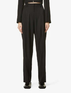 Gelso Pleated Tapered High-rise Woven Trousers 7 Gelso Pleated Tapered High-rise Woven Trousers -Reiss Shop R03852586 BLACK ALT02