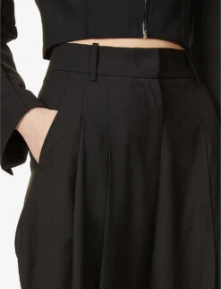 Gelso Pleated Tapered High-rise Woven Trousers 9 Gelso Pleated Tapered High-rise Woven Trousers -Reiss Shop R03852586 BLACK ALT04