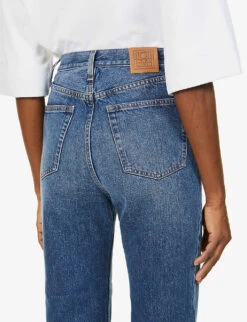 Toteme Raw-hem Straight-leg High-rise Organic-cotton Jeans 11 Toteme Raw-hem Straight-leg High-rise Organic-cotton Jeans -Reiss Shop R03858006 MIDBLUE ALT05