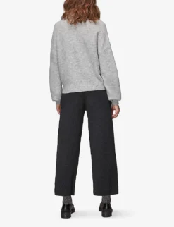 Whistles Knitted Wide-leg Woven Trousers -Reiss Shop R03865768 GREY ALT02