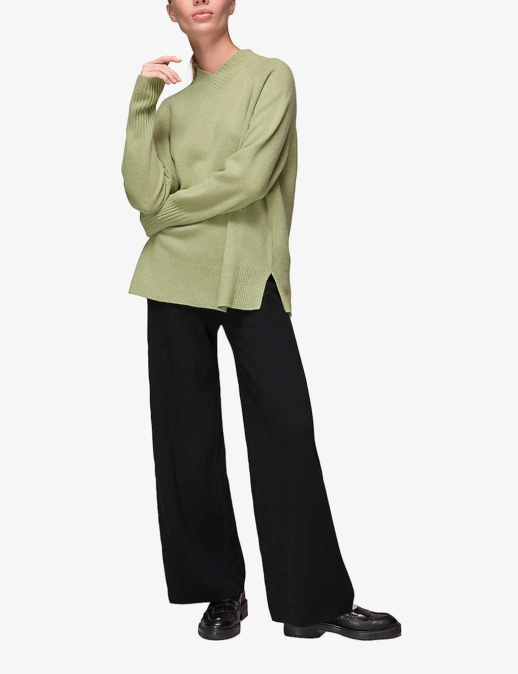 Whistles Side-stripe Wide-leg Cotton-blend Trousers 2 Whistles Side-stripe Wide-leg Cotton-blend Trousers - Image 2