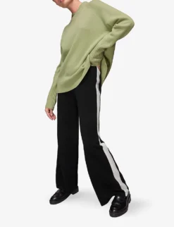 Whistles Side-stripe Wide-leg Cotton-blend Trousers 8 Whistles Side-stripe Wide-leg Cotton-blend Trousers -Reiss Shop R03865777 BLACK ALT02