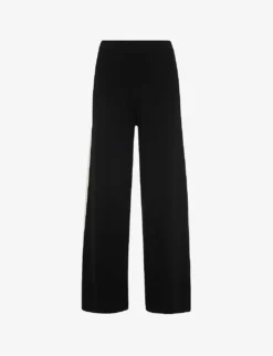 Whistles Side-stripe Wide-leg Cotton-blend Trousers