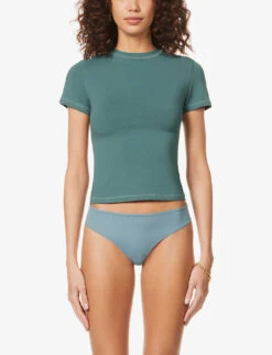 Round-neck Fitted Stretch-cotton T-shirt -Reiss Shop R03869400 KYANITE ALT02