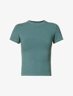 Round-neck Fitted Stretch-cotton T-shirt